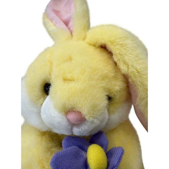 Chosun Intl Yellow Plush Bunny Rabbit Purple Flower 9" Easter Spring Ages 3+ - Picture 2 of 8